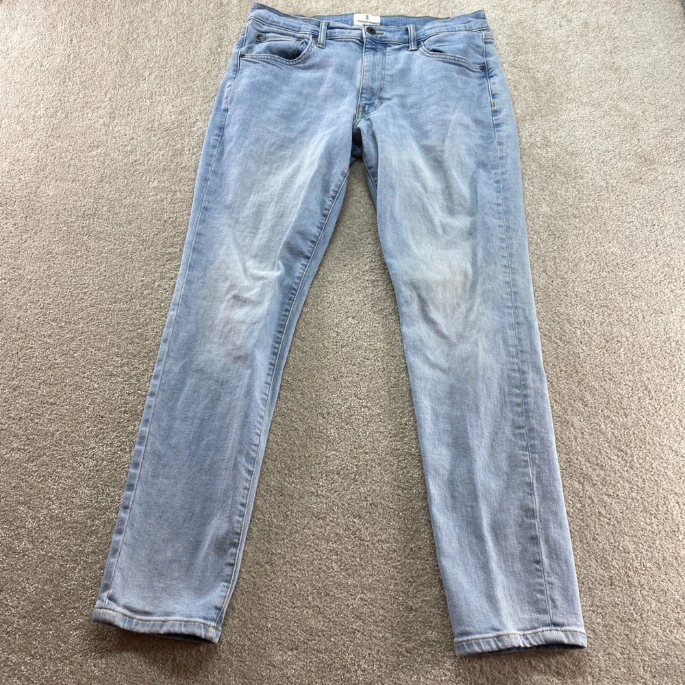 Mutual‎ Weave The Slim Jeans Mens 33x32 Light Wash Blue Stretch Denim